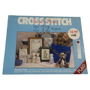 vintage Cross Stitch Super Book 72 Projects Plaid clothing home decor craft 1989